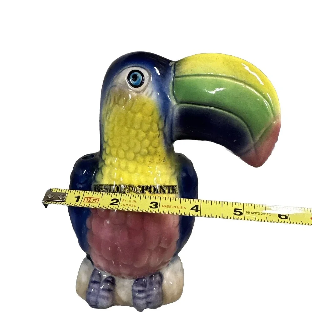 Toucan Planter Ceramic Colorful Bird Vintage 7.5